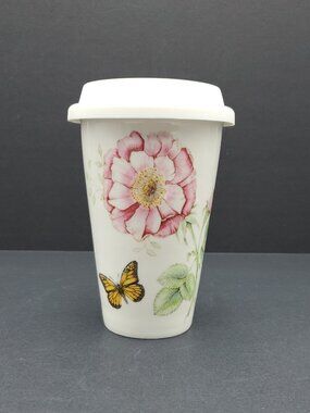 Lenox Butterfly Meadow Tumbler with Lid Floral Travel Cup Travel Mug